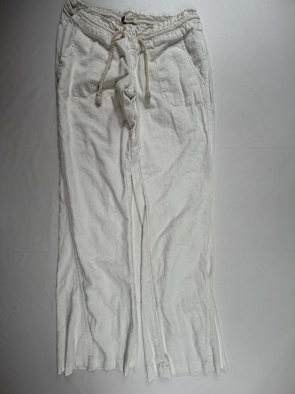Roxy Women's Oceanside Linen Blend Drawstring Flare Beach Pants